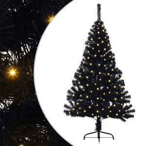 Árbol de Navidad Artificial Preiluminado Negro 150 cm PVC H