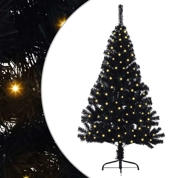 Árbol de Navidad Artificial Preiluminado Negro 150 cm PVC M 2