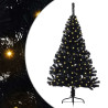 Árbol de Navidad Artificial Preiluminado Negro 150 cm PVC 2