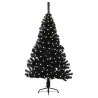 Árbol de Navidad Artificial Preiluminado Negro 150 cm PVC 3