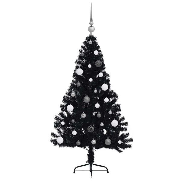 Árbol de Navidad Artificial Preiluminado Negro 150 cm PVC M 5
