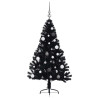 Árbol de Navidad Artificial Preiluminado Negro 150 cm PVC 5
