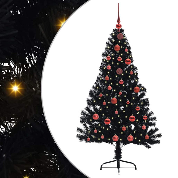Árbol de Navidad Artificial Preiluminado Negro 150 cm PVC M 2