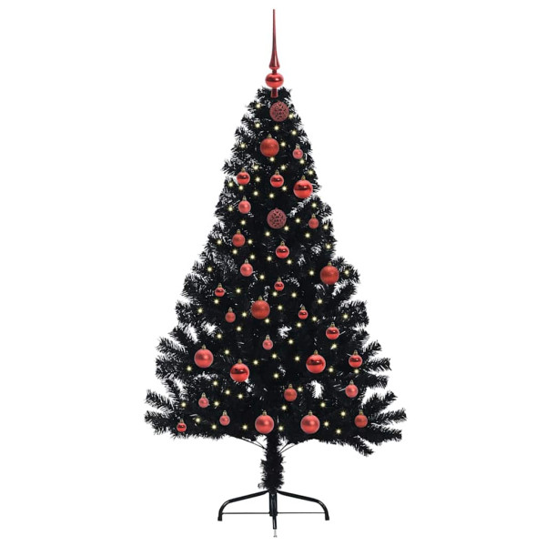 Árbol de Navidad Artificial Preiluminado Negro 150 cm PVC M 3