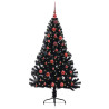 Árbol de Navidad Artificial Preiluminado Negro 150 cm PVC 3