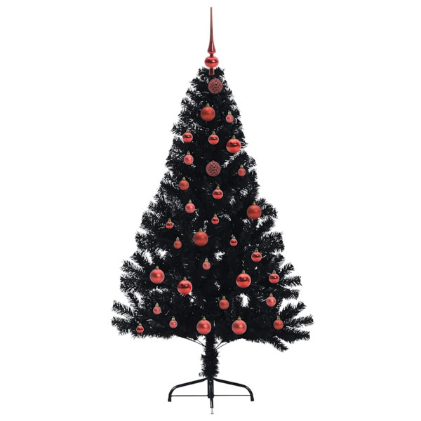 Árbol de Navidad Artificial Preiluminado Negro 150 cm PVC M 4