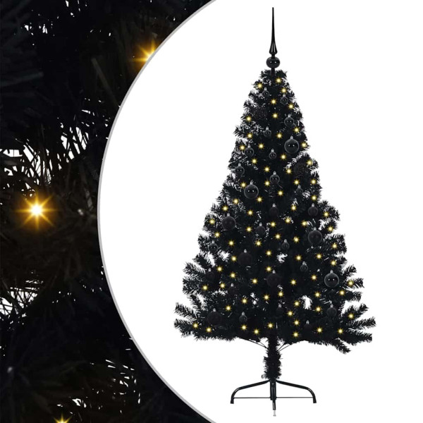 Árbol de Navidad Artificial Preiluminado Negro 150 cm PVC M 2