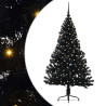 Árbol de Navidad Artificial Preiluminado Negro 150 cm PVC 2