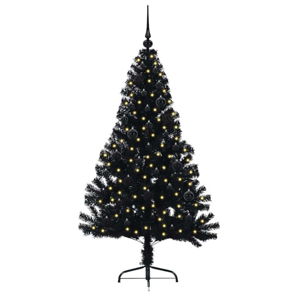 Árbol de Navidad Artificial Preiluminado Negro 150 cm PVC M 3