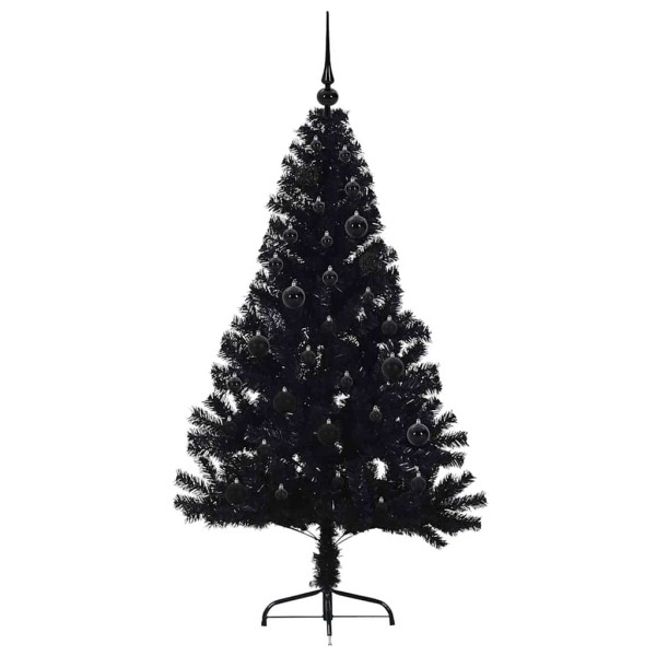 Árbol de Navidad Artificial Preiluminado Negro 150 cm PVC M 4