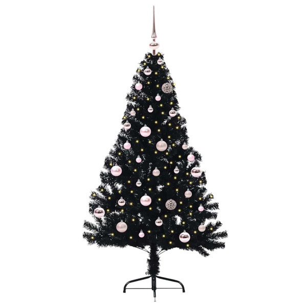 Árbol de Navidad Artificial Preiluminado Negro 150 cm PVC M 2