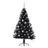 Árbol de Navidad Artificial Preiluminado Negro 150 cm PVC 2