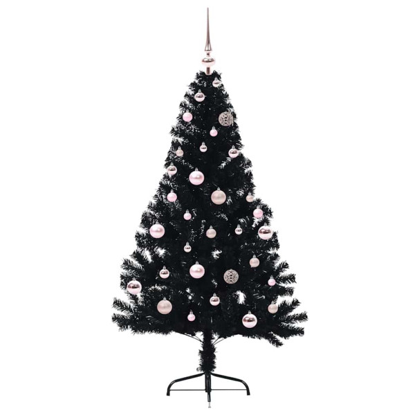 Árbol de Navidad Artificial Preiluminado Negro 150 cm PVC M 3