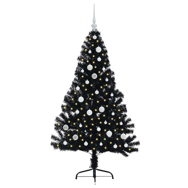 Árbol de Navidad Artificial Preiluminado Negro 150 cm PVC M 3