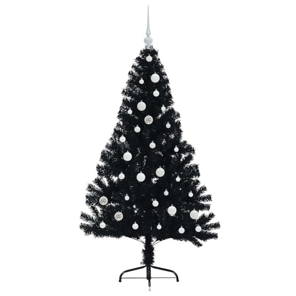 Árbol de Navidad Artificial Preiluminado Negro 150 cm PVC M 4