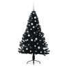 Árbol de Navidad Artificial Preiluminado Negro 150 cm PVC 4