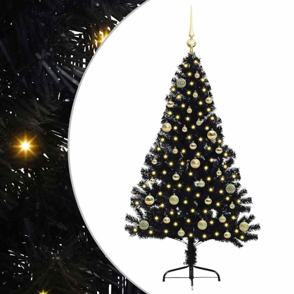 Árbol de Navidad Artificial Preiluminado Negro 150 cm PVC M 2