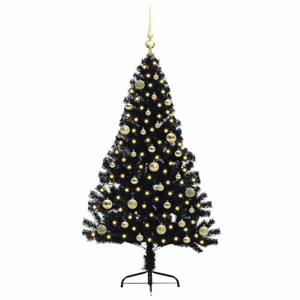 Árbol de Navidad Artificial Preiluminado Negro 150 cm PVC M 3