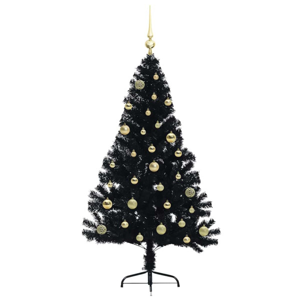 Árbol de Navidad Artificial Preiluminado Negro 150 cm PVC M 4