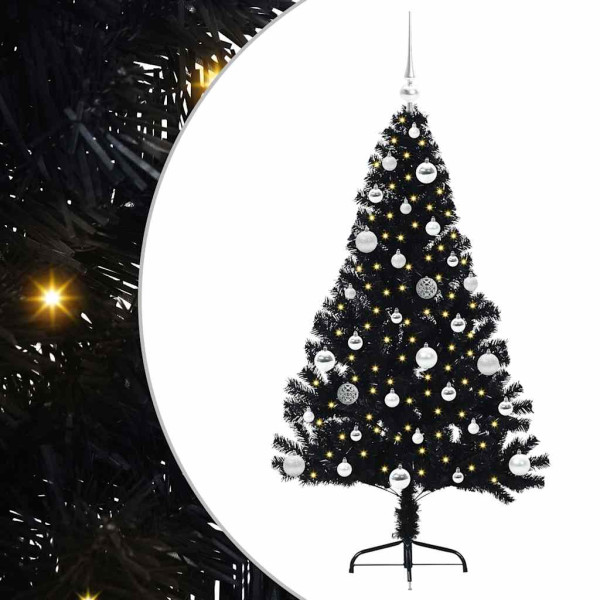 Árbol de Navidad Artificial Preiluminado Negro 150 cm PVC M 2
