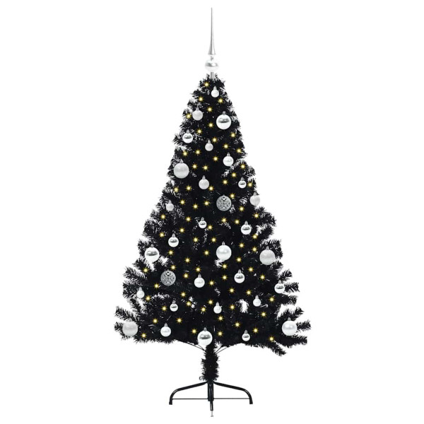 Árbol de Navidad Artificial Preiluminado Negro 150 cm PVC M 3