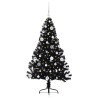 Árbol de Navidad Artificial Preiluminado Negro 150 cm PVC 4