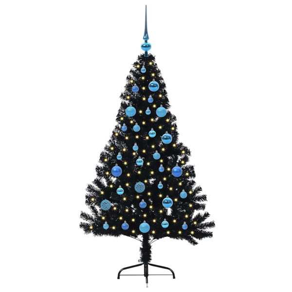 Árbol de Navidad Artificial Preiluminado Negro 150 cm PVC M 3