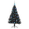 Árbol de Navidad Artificial Preiluminado Negro 150 cm PVC 3