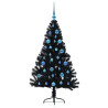 Árbol de Navidad Artificial Preiluminado Negro 150 cm PVC 4