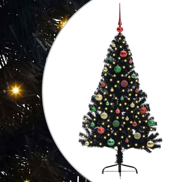 Árbol de Navidad Artificial Preiluminado Negro 150 cm PVC M 2