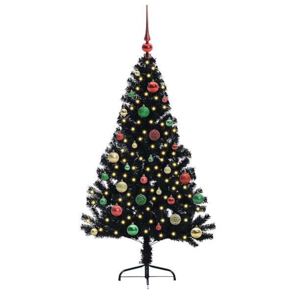 Árbol de Navidad Artificial Preiluminado Negro 150 cm PVC M 3