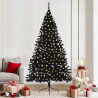 Árbol de Navidad Artificial Preiluminado Negro 210 cm PVC 1