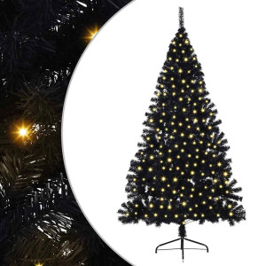 Árbol de Navidad Artificial Preiluminado Negro 210 cm PVC H