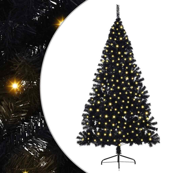 Árbol de Navidad Artificial Preiluminado Negro 210 cm PVC M 2