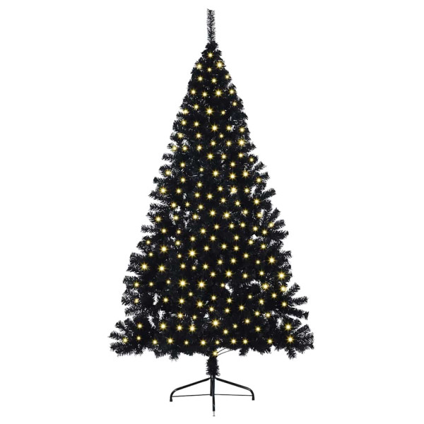 Árbol de Navidad Artificial Preiluminado Negro 210 cm PVC M 3