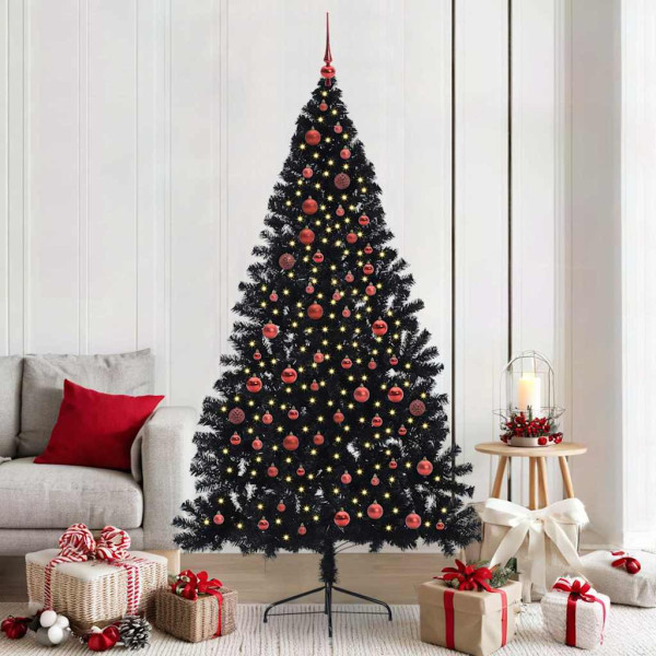 Árbol de Navidad Artificial Preiluminado Negro 210 cm PVC D