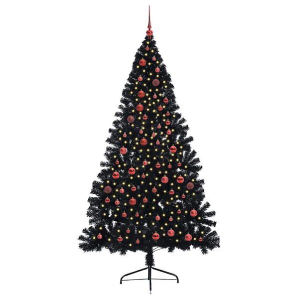Árbol de Navidad Artificial Preiluminado Negro 210 cm PVC M 3