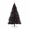 Árbol de Navidad Artificial Preiluminado Negro 210 cm PVC 4