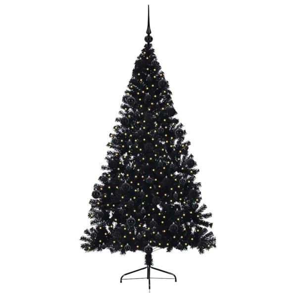 Árbol de Navidad Artificial Preiluminado Negro 210 cm PVC M 3