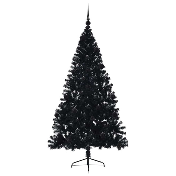 Árbol de Navidad Artificial Preiluminado Negro 210 cm PVC M 4