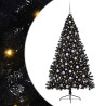 Árbol de Navidad Artificial Preiluminado Negro 210 cm PVC 2
