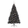Árbol de Navidad Artificial Preiluminado Negro 210 cm PVC 3