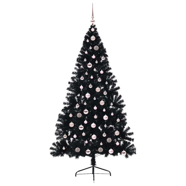 Árbol de Navidad Artificial Preiluminado Negro 210 cm PVC M 4