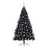 Árbol de Navidad Artificial Preiluminado Negro 210 cm PVC 4