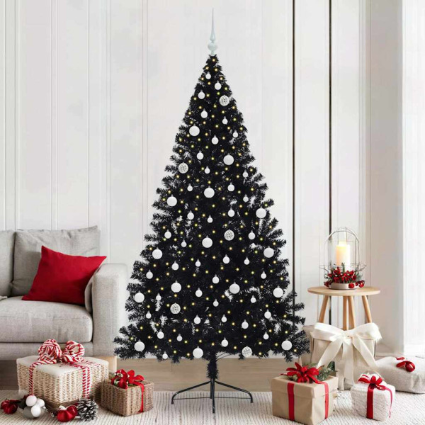 Árbol de Navidad Artificial Preiluminado Negro 210 cm PVC D