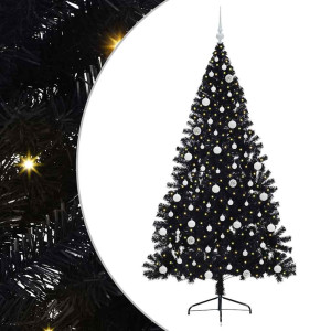 Árbol de Navidad Artificial Preiluminado Negro 210 cm PVC H