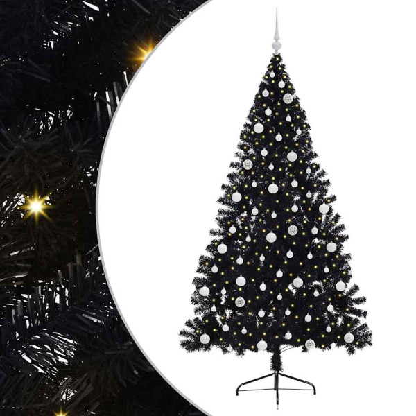 Árbol de Navidad Artificial Preiluminado Negro 210 cm PVC M 2