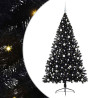Árbol de Navidad Artificial Preiluminado Negro 210 cm PVC 2