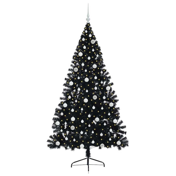 Árbol de Navidad Artificial Preiluminado Negro 210 cm PVC M 3