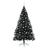 Árbol de Navidad Artificial Preiluminado Negro 210 cm PVC 3